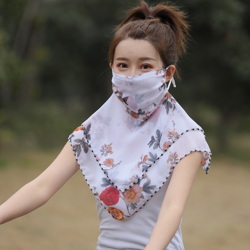 Sun Protection Triangle Scarf Mask Neck Protection Women's Summer Ear-Hanging Scarf Thin Spring