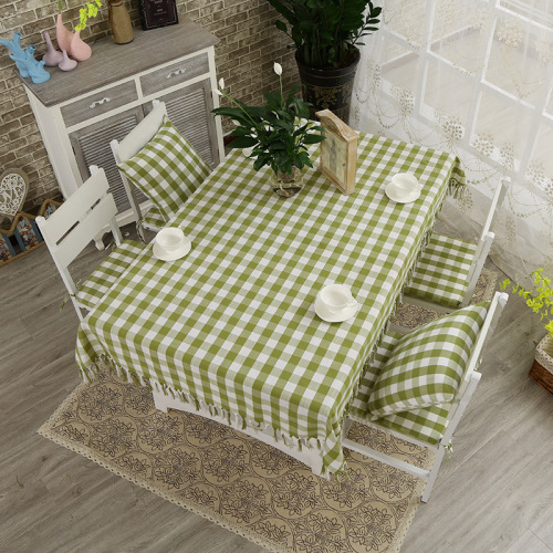 pastoral plaid tablecloth cotton linen household rectangular tassel table cloth coffee table table cloth table and chair set factory wholesale