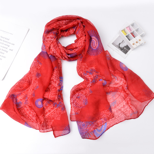New Voile Mandala Print Spring and Summer Leisure Women Scarf Shawl Bandana Factory Direct Sales in Stock