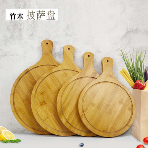japanese bamboo pizza plate round handle steak pizza plate household baking wooden pizza tray kitchen tableware