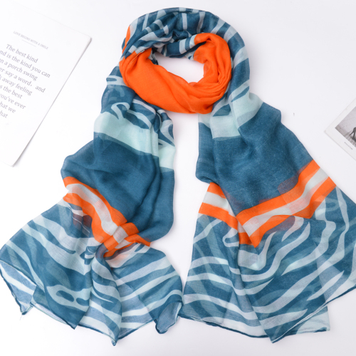 New Voile Striped Printed Spring and Summer Leisure Women‘s Scarf Shawl Bandana Factory Direct Sales in Stock