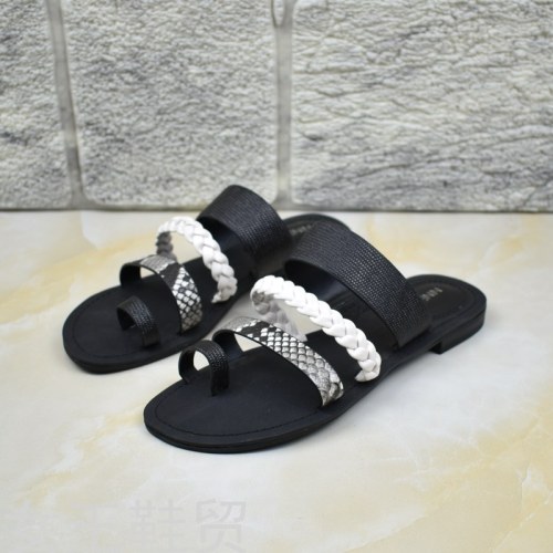 summer fashion new women‘s slippers color matching european and american women‘s sandals outer wear flat sandals custom slipper