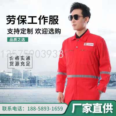 Spring and Autumn New Labor Protection Clothing Custom Long Sleeve One-Piece Labor Overalls Suit for Work Factory Clothing Supply