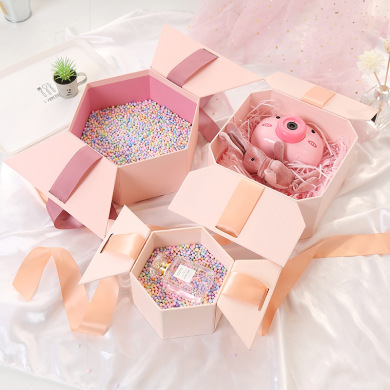 双开门精美六角六边形伴手礼八角情人节送闺蜜女友礼物包装盒定制