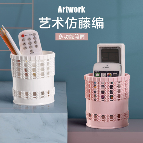 Nordic Style Pen Holder Plastic Female Student Desktop Office Stationery Supplies makeup Brush Storage Container Pen Bucket