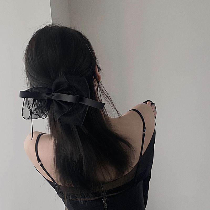 Girly Heart Fashion Design Mesh Solid Color Bow Barrettes On...