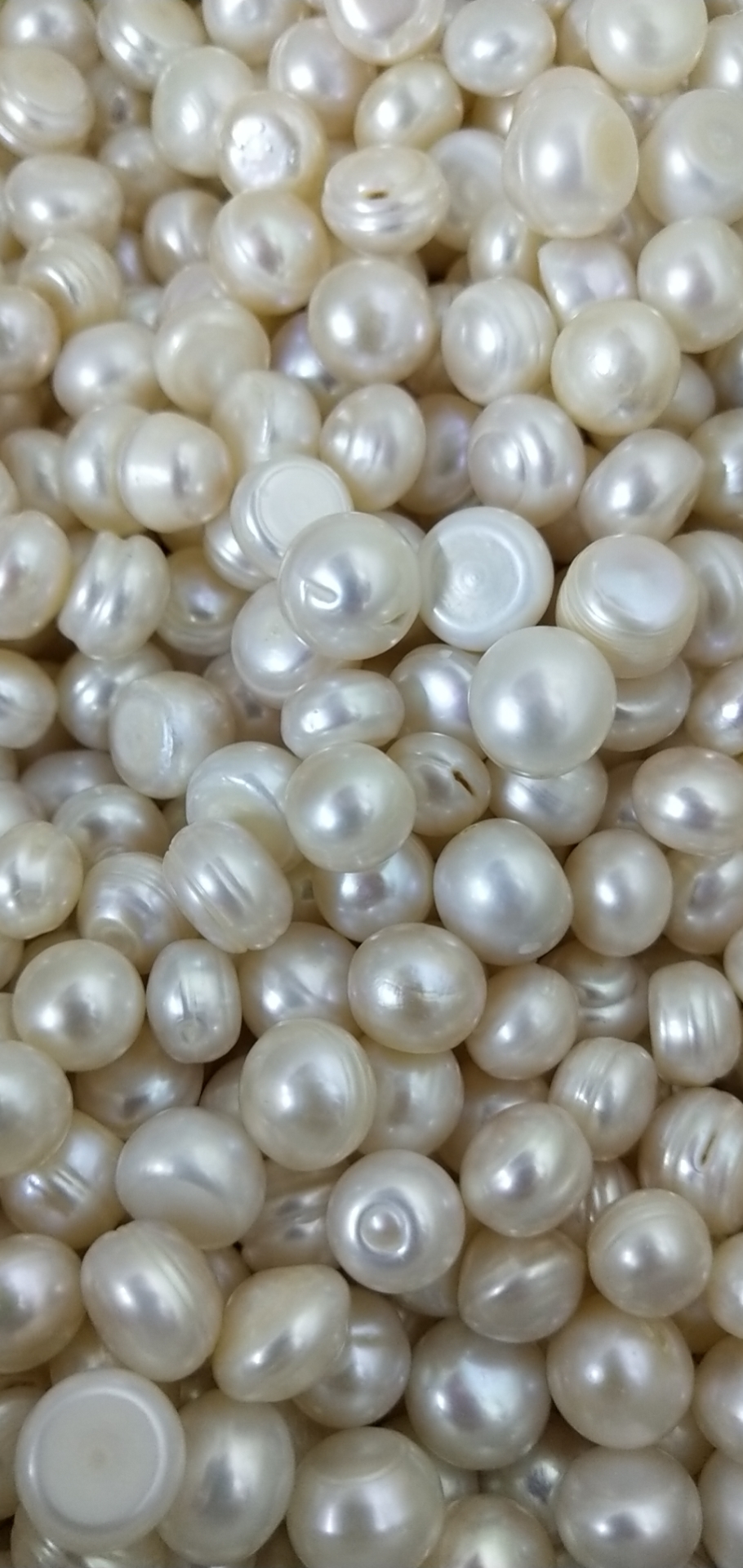 淡水珍珠无孔珍珠白色10-11mm面珠镶嵌螺纹珍珠