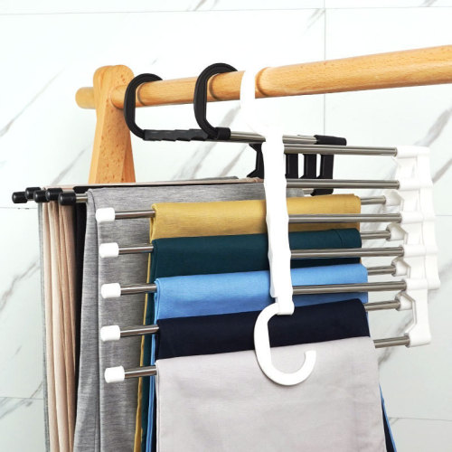 Household Multifunctional Pants Rack Pants Hanger Retractable Folding Trouser Press Multi-Layer Pants Hanger TikTok Multifunctional Magic Hanger