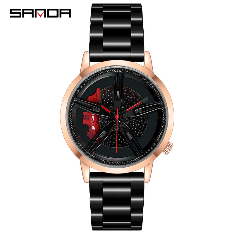 Sanda Watch Sports Car Series Cool Watch Men's Wheel Men's Quartz Watch Student Steel Belt