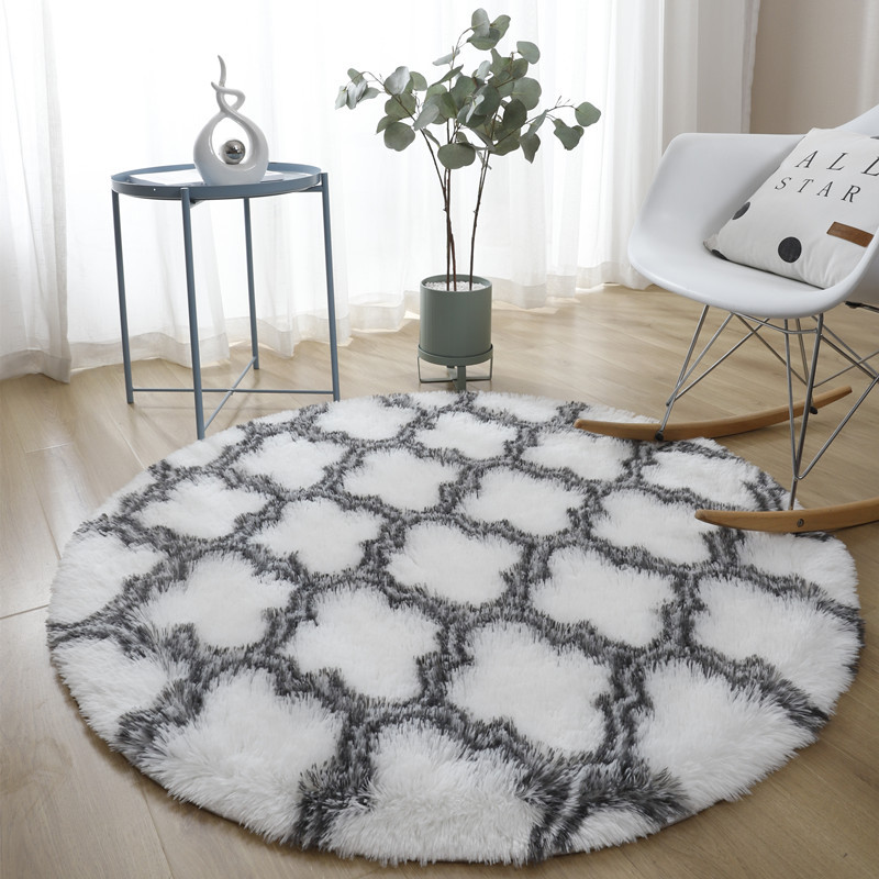 Nordic round Carpet Bedroom Bedside Blanket Simple Tie-Dyed Room Full of Silk Wool Carpet Living Roo