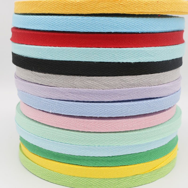 Factory Direct Sales 1cm Color All-Cotton Herringbone Tape Children's Clothing Welting Tape Cot