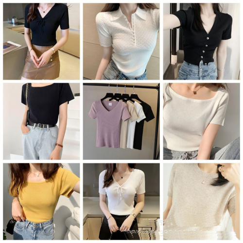 New Women‘s Miscellaneous Summer Ice Silk Knitted Short-Sleeved Sweater Women‘s Stall Factory Stock Live Tail Goods Wholesale 