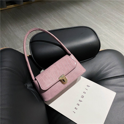 pu small square bag new fashionable korean style all-match stone pattern shoulder bag underarm bag handbag