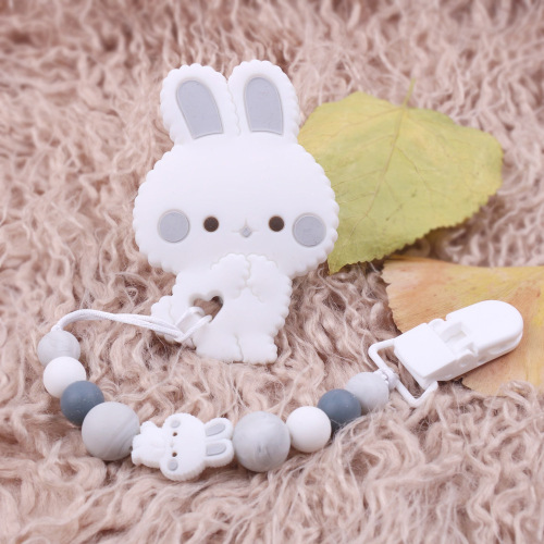 ins new cartoon pacifier chain baby silicone pacifier clip amazon foreign trade rabbit teether set