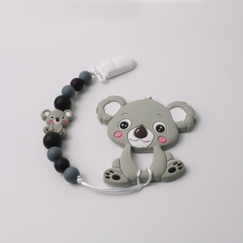 hot-selling silicone koala anti-drop chain teether set baby pacifier chain baby supplies teether anti-drop chain