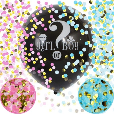 Party Supplies Gender Reveal Theme Decoration 36-Inch Boy Or Girl Blue Pink Gold Paper Scrap Balloon