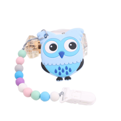 baby products owl teether pacifier chain set baby silicone pacifier clip bite anti-off chain new