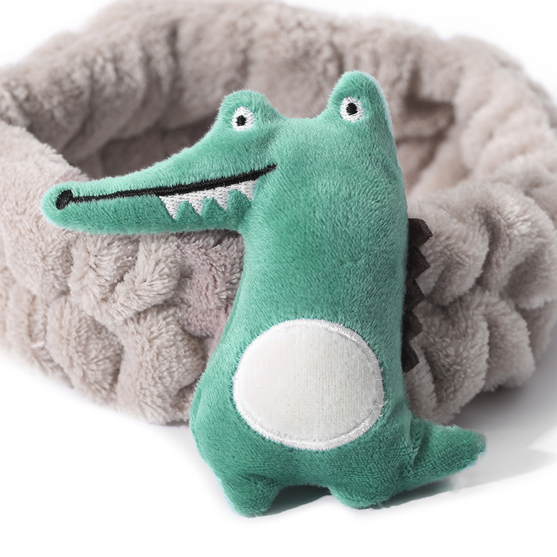 新款韩版卡通毛绒头饰头箍 长嘴鳄鱼洗脸束发带头带厂家批发_美克日