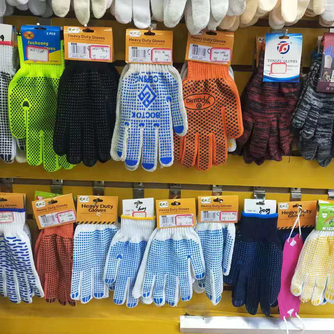 Factory in Stock 600G 700G 800G Cotton Yarn Glue Point Gloves Working Non-Slip Particle Labor Protec