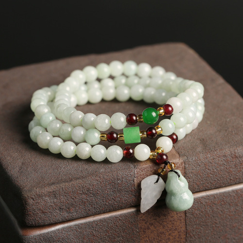 natural boutique a goods jade three-circle bracelet beads accessories dried green garnet gourd double pixiu pendant