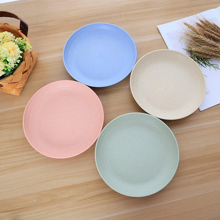 Creative Environmental Protection Wheat Straw round Meal Plate Household Children Snack Plate Snack