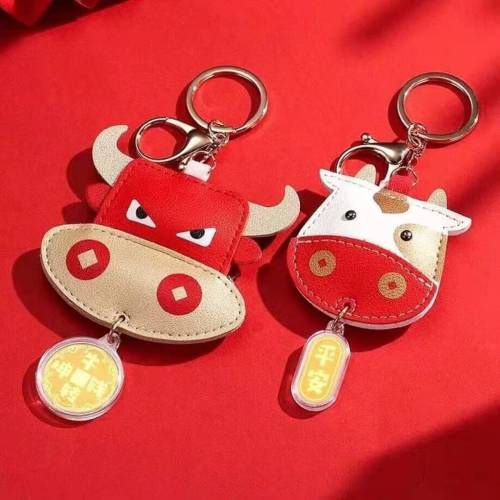 Year of the Ox Lucky Red Packet， the Cattle Turned to Qiankun， Safe Keychain Car Pendant