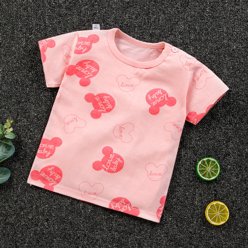 2021 Summer Children‘s T-shirt Short-Sleeved Cotton Baby Boys‘ and Girls‘ T-shirt One-Piece Undershirt New Cartoon Factory Direct Sales