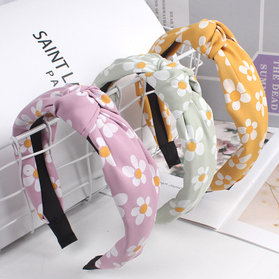 Fresh Summer New Cross-Knotted Headband Hairpin Korean Style Fashion Flowers Cloth Hair Accessories Face Wash Hair Bands Women