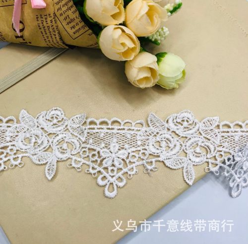 In Stock Water-Soluble Embroidery Lace Cutout Wave Flower Embroidery 4cm for Clothing Decorative Accessories