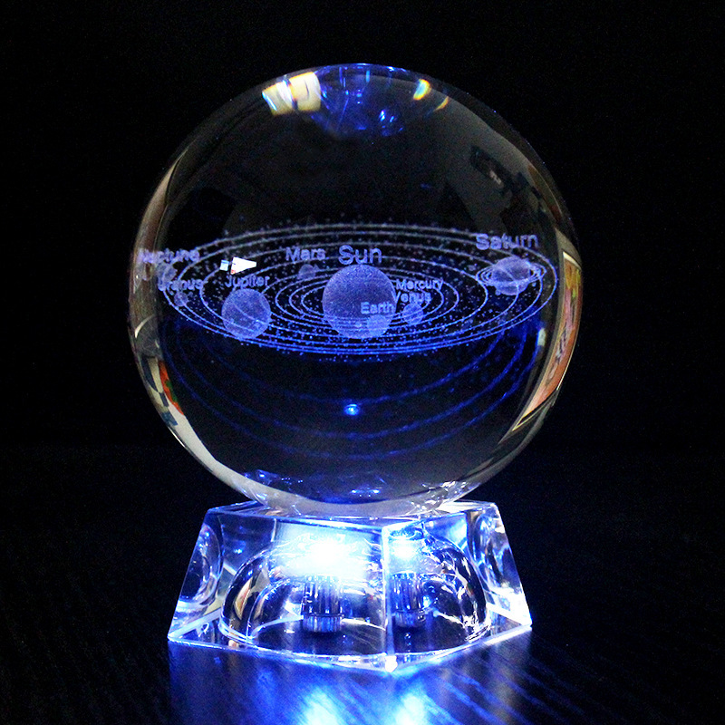 Music Box Led Luminous Crystal Ball Customized Creative Design Laser 3D Inner Carving Crafts Decorat