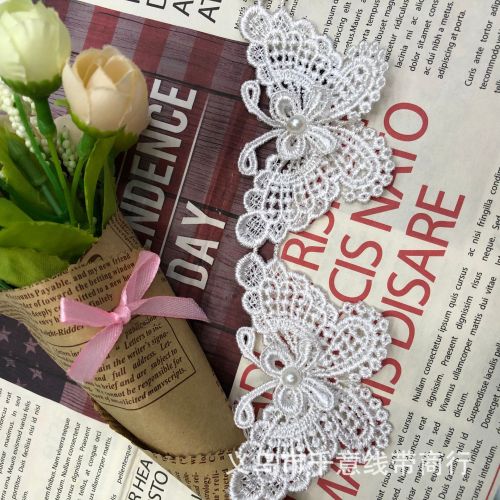 factory direct sales spot butterfly water soluble embroidery beaded lace for clothing accessories hat decoration handmade