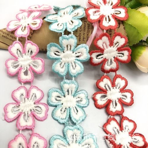 in stock supply 3cm heart-shaped t/c thread water soluble embroidery lace for ornament headwear accessories