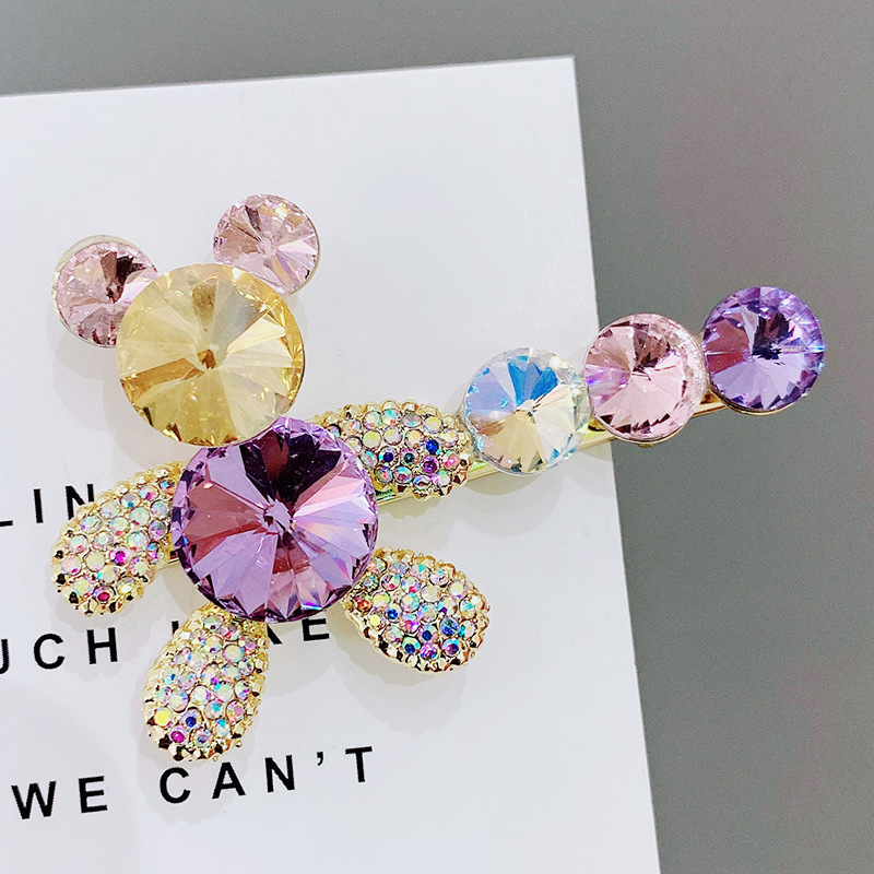 Korean Style Internet Celebrity Ins Crystal Bear Barrettes Duckbill Women's Side Clip Summer Ne
