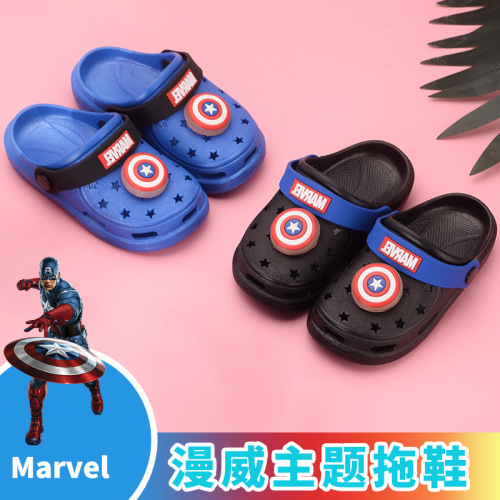 marvel baby luminous children‘s sandals boys iron man spider-man toddler outdoor hole shoes