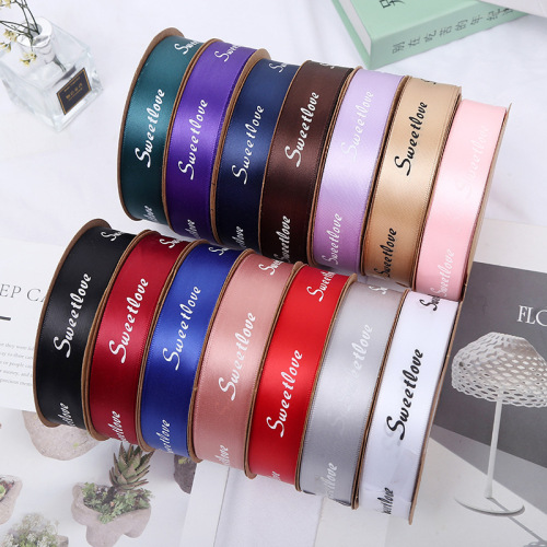 English Letters Silk Ribbons Colored Ribbons Flowers Packaging Material Gift Box Decoration Cake Holiday Decoration DIY Accessories