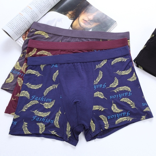 Men‘s Underwear Manufacturers Wholesale Men‘s Boxer Shorts Bamboo Fiber Mid-Waist Breathable Printed Men‘s Boxer Underwear