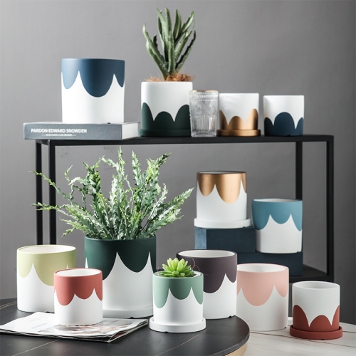 ceramic round hand-painted flower pot cactus succulents ornamental leaf plant pot cylindrical flower pot