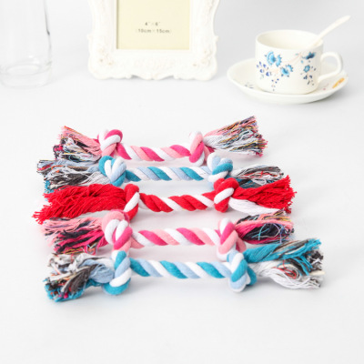 Pet Dog Chewing Rope Cotton String Dog Toy 20cm Double Knot Bite-Resistant Molar Pet Toy 50G Bends and Hitches