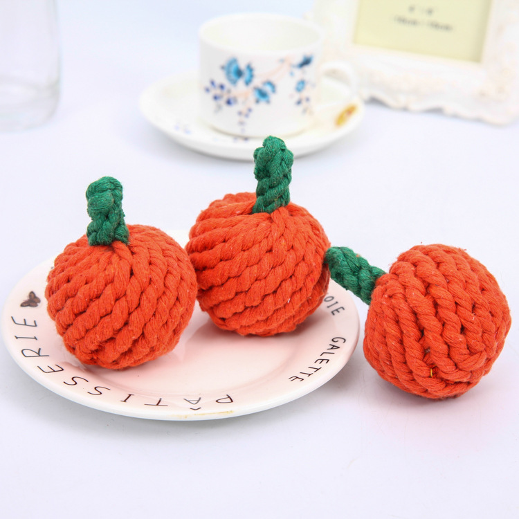 Pet Orange Cotton Rope Toys Fruit Series Woven Molar Toy Dog Bite Toy Pet Supplies