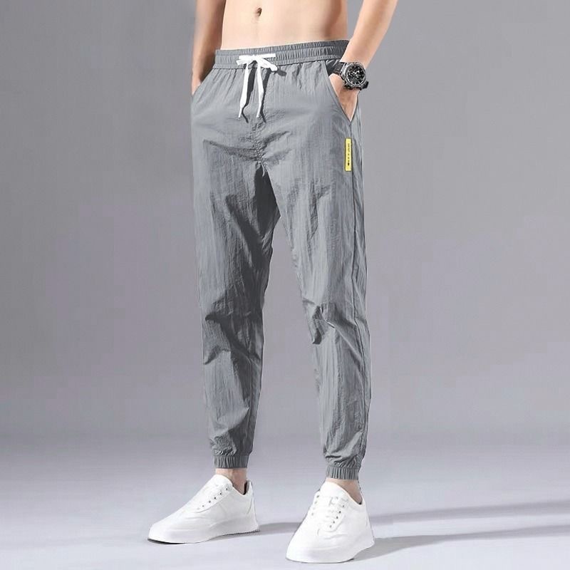 Supply Ice Silk Pants Men S Summer Thin Trendy Versatile Loose Casual Pants Sports Pants Quick Drying Ankle Tied Harem Cropped Pants