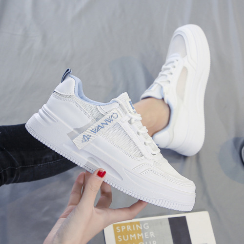 White Shoes for Women Summer New Versatile Breathable Mesh White Shoes for Students Fashion Casual Board Shoes Q1610