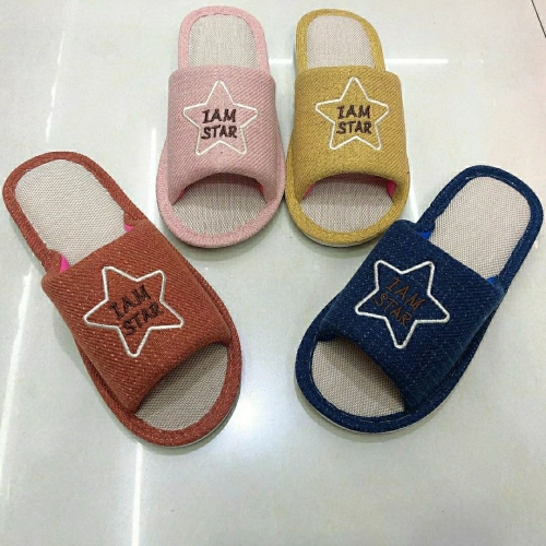 foreign trade embroidered star hemp slippers， four seasons slippers
