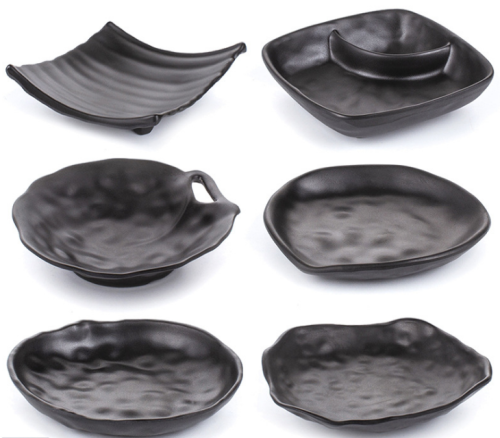 melamine tableware a5 black leaf plate disc snack plate imitation porcelain restaurant plate melamine tableware