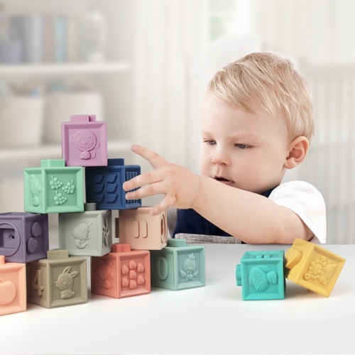 Cross-Border Infant Enlightenment Building Blocks Cognitive Relief Soft Rubber Building Blocks Baby Can Bite Boiled Early Education Building Blocks Toys 