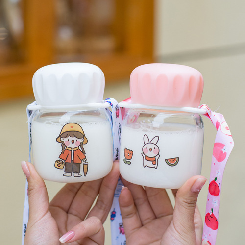 Cute Mini Glass Cup Small Korean Style Good-looking Water Cup Cartoon Portable Borosilicate Small Capacity Pocket Cup