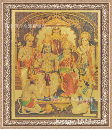 gold foil painting three-dimensional statue indian statue calendar statue