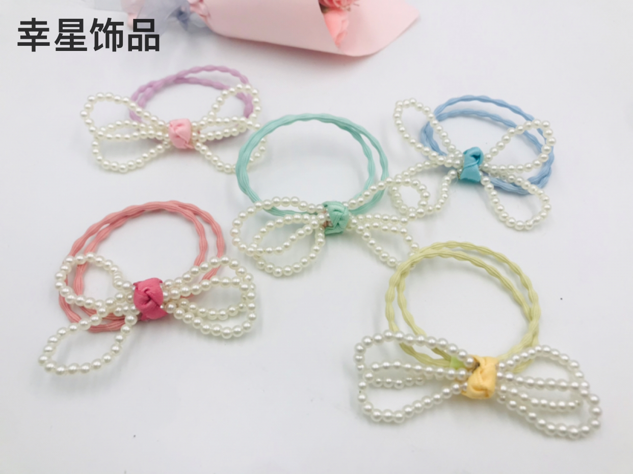 Pearl Crystal Colorful Ropes Hair Ring Hair Rope Headband Hair Accessories Rubber Band Head Tie Stud