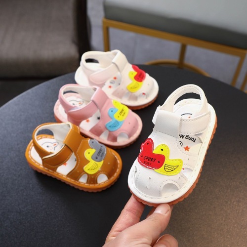 2021 Little Duck Summer New Baby Sandals 0-1-2 Years Old Male and Female Baby Toddler Squeaky Shoes Soft Bottom Wholesale