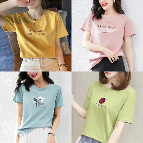 2024 summer new trendy modal short-sleeved t-shirt women‘s korean-style loose plus size print ins women‘s clothing