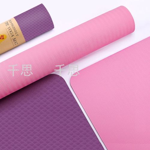 Qiansi Single and Double Color TPE Yoga Mat Environmentally Friendly Odorless Widened Thickened Lengthened TPE Yoga Mat Fitness Mat 